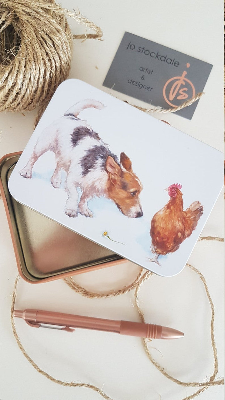 Jo Stockdale Best Friends Jack Russell Small Rectangular Tin.