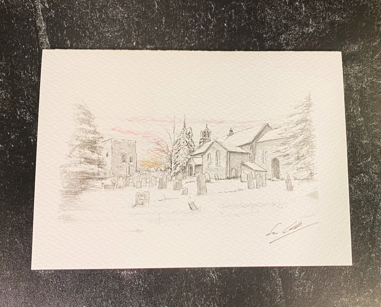 St. Giles Church & Bowes Castle Card by British Artist Sean Webb