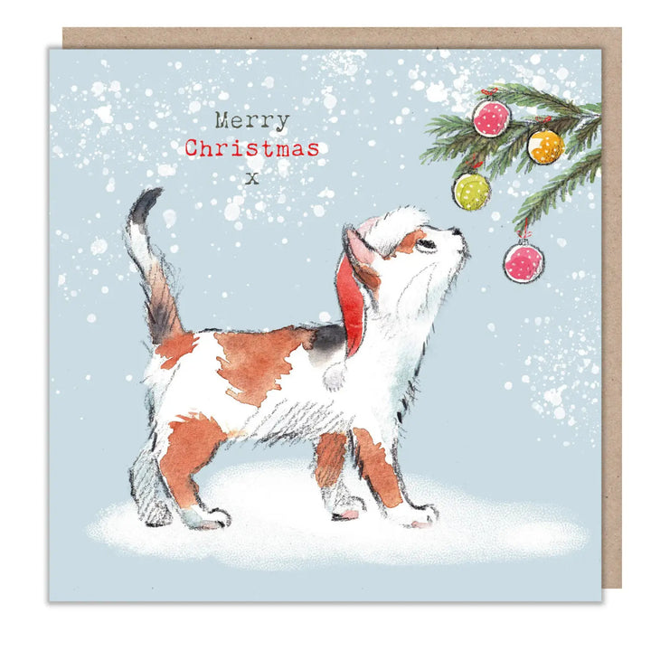 Kitten with Baubles Christmas Card