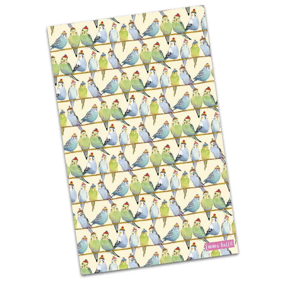 Budgies in Beanies 100% Cotton Tea Towel from Emma Ball.