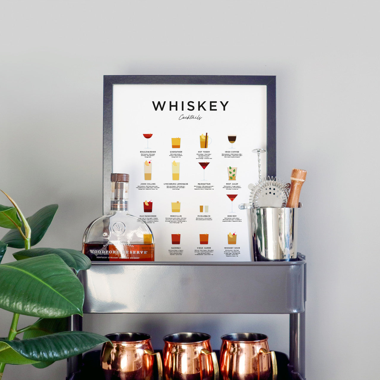 Framed Whiskey Print from Everlong Print Co. Made in England
