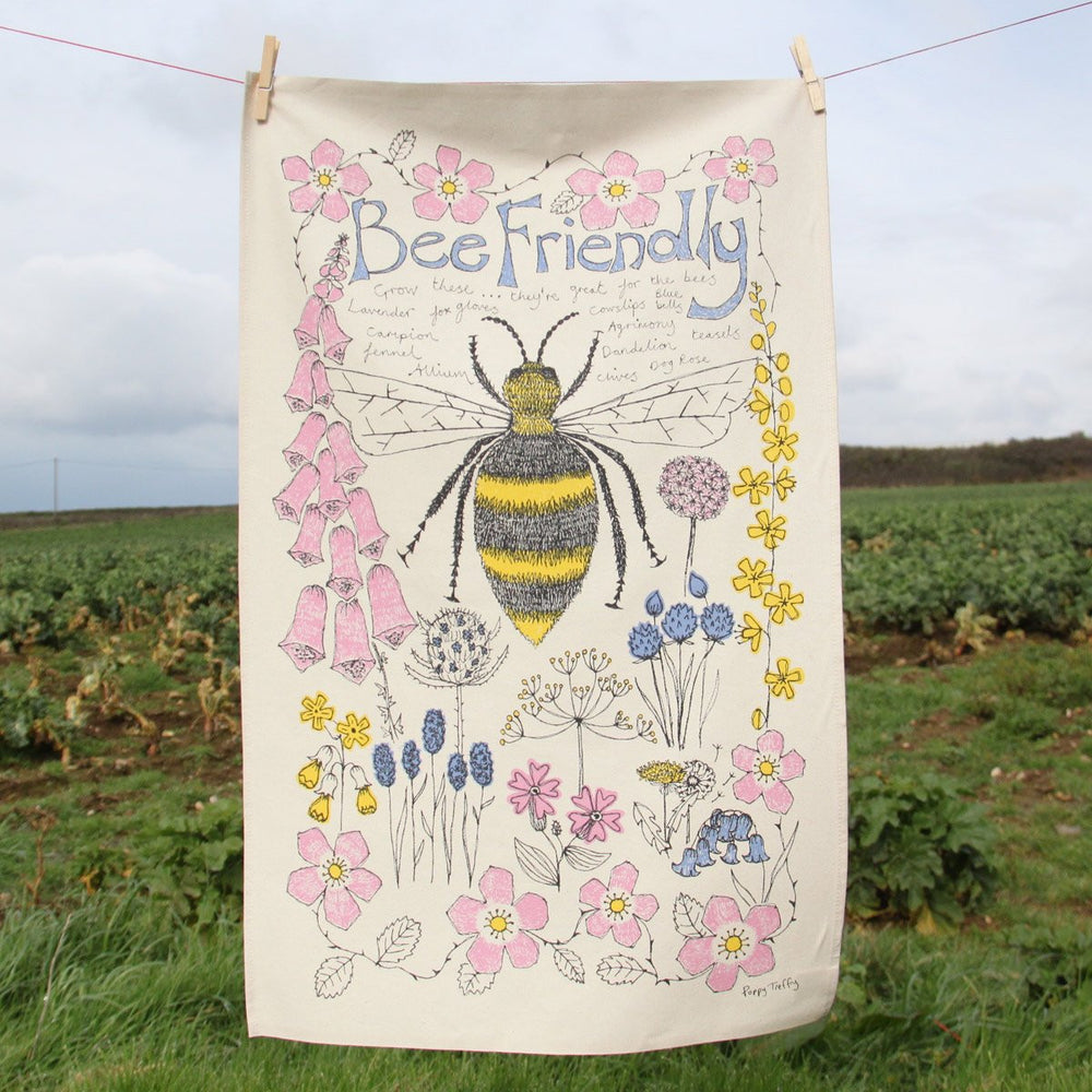 Poppy Treffry Bee Friendly 100% cotton tea towel.