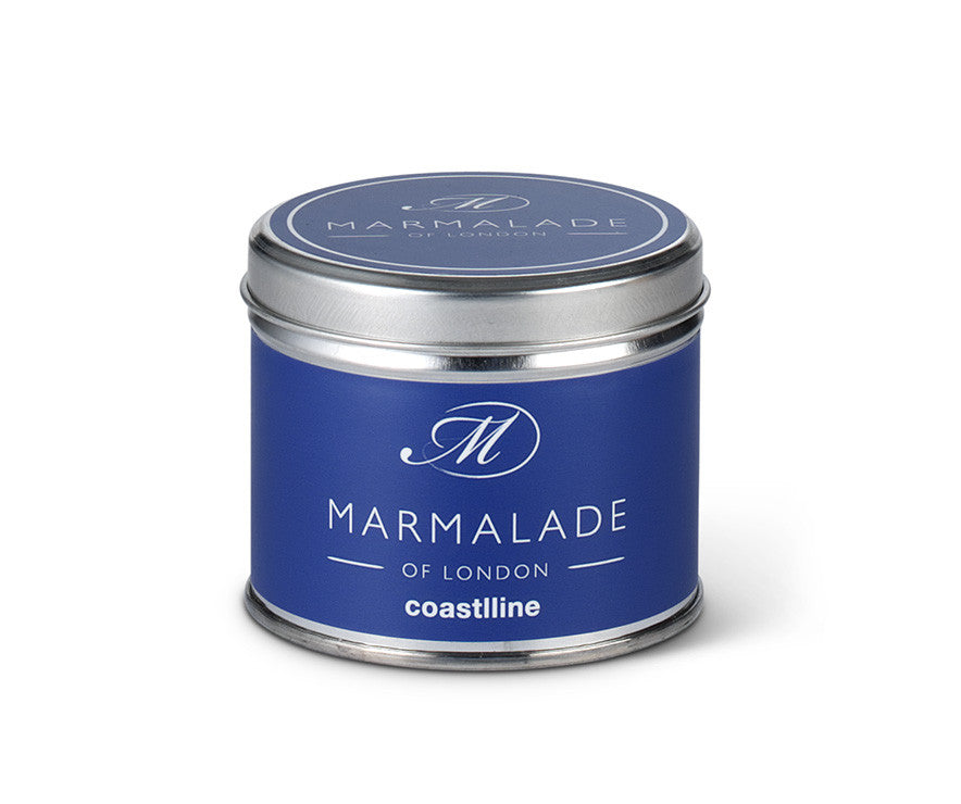 Coastline medium tin candle from Marmalade of London.