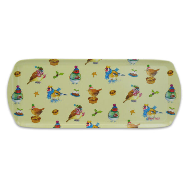 Christmas Birdies Melamine Sandwich Tray by Emma Ball.