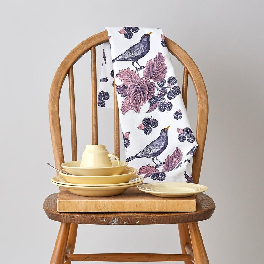 Thornback & Peel Blackbird & Bramble 100% Cotton Tea Towel