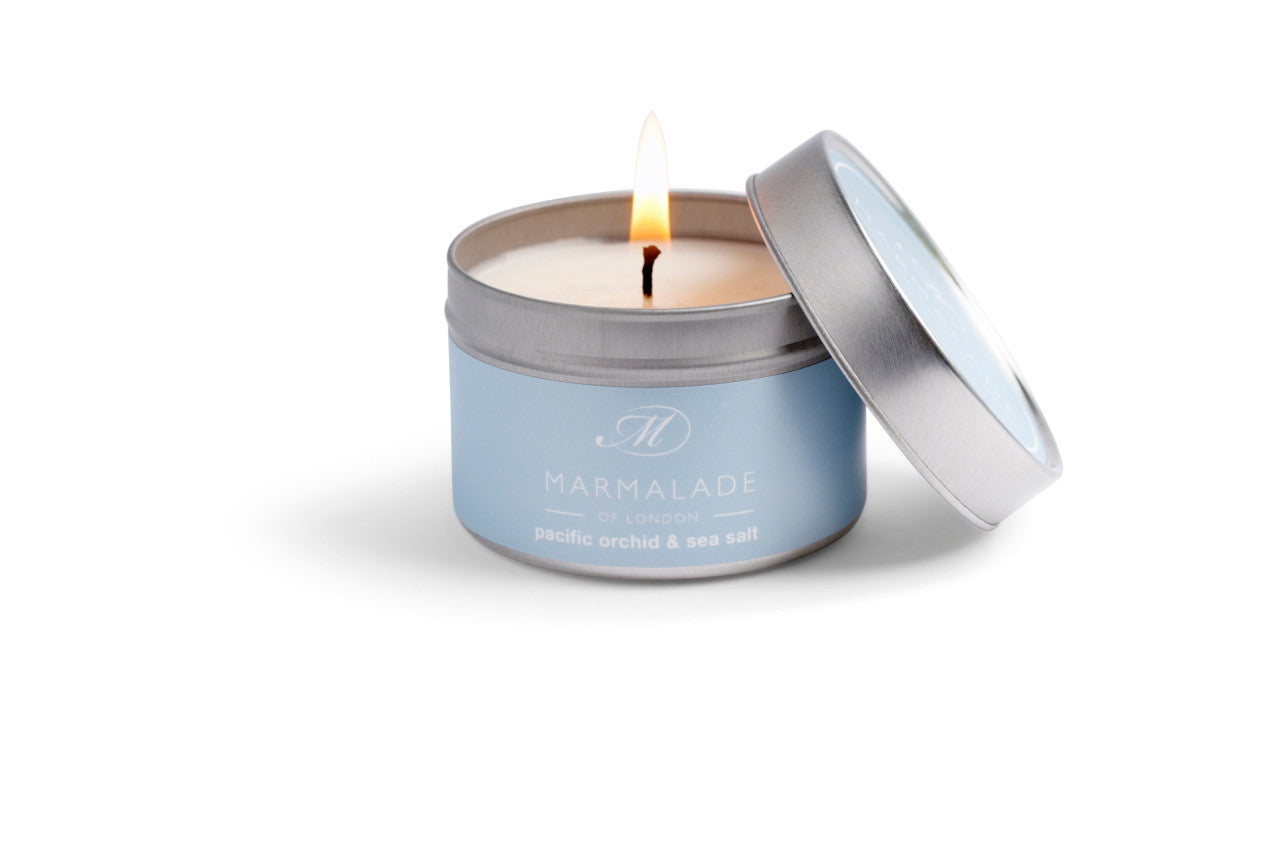 Pacific Orchid & Sea Salt Small tin Candle from Marmalade of London.