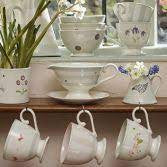 Susie Watson pottery Honey Bees Sauce Boat & Saucer.