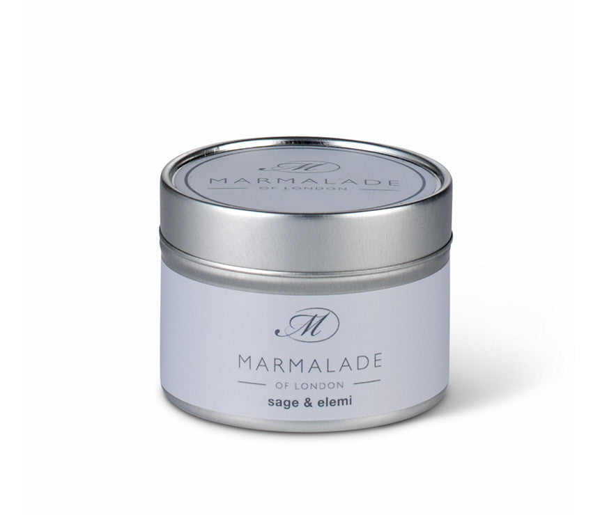 Sage and elemi small tin candle from Marmalade of London