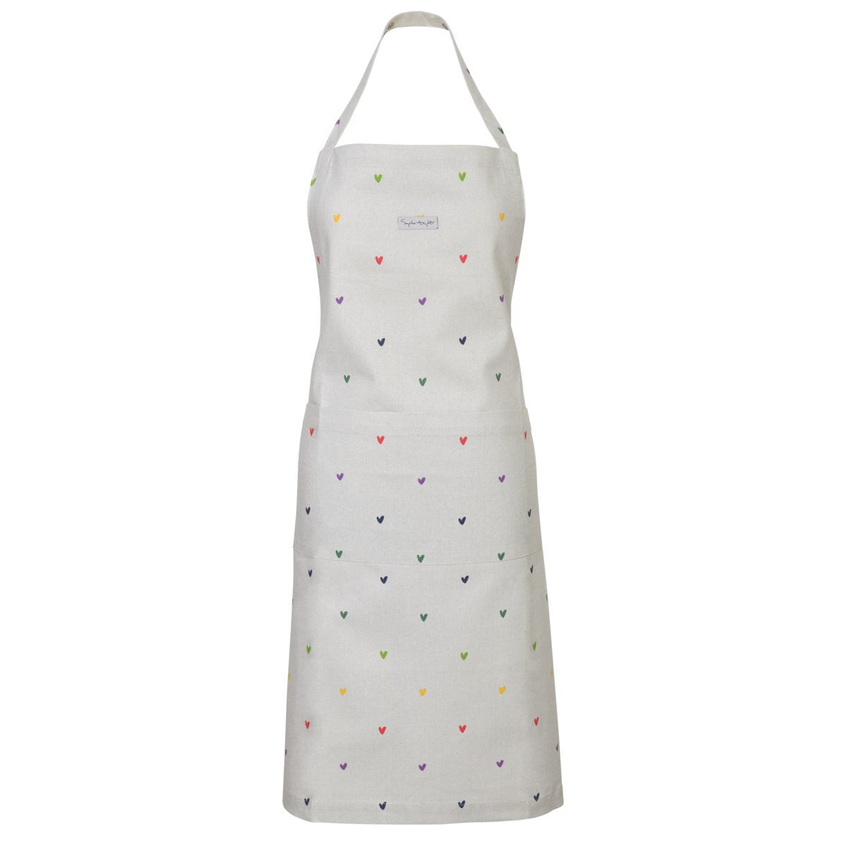 Multicolored Hearts apron by Sophie Allport.