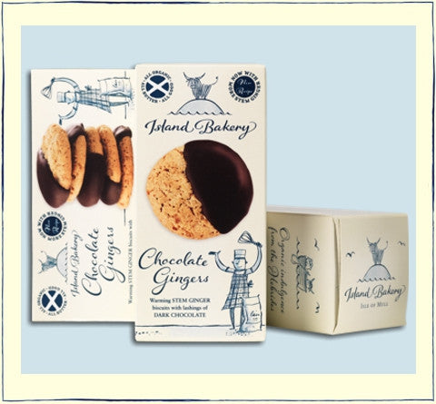 Island Bakery Organics Chocolate Gingers. Made in Scotland.