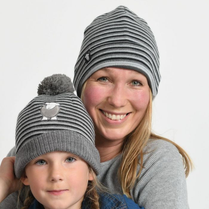 Herdy Grey Striped Beanie