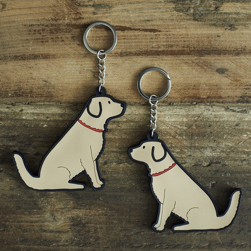 PVC Double-Sided Mischievous Mutts Key Ring - Golden Retriever