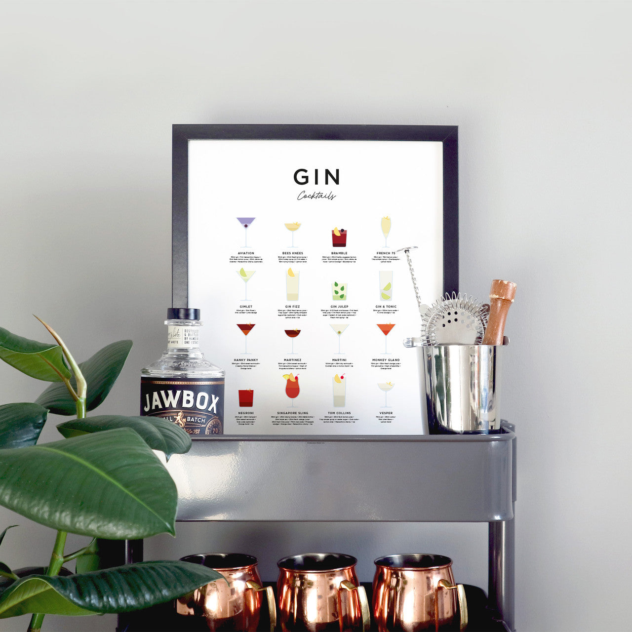 Framed Gin Print from Everlong Print Co. Made in England