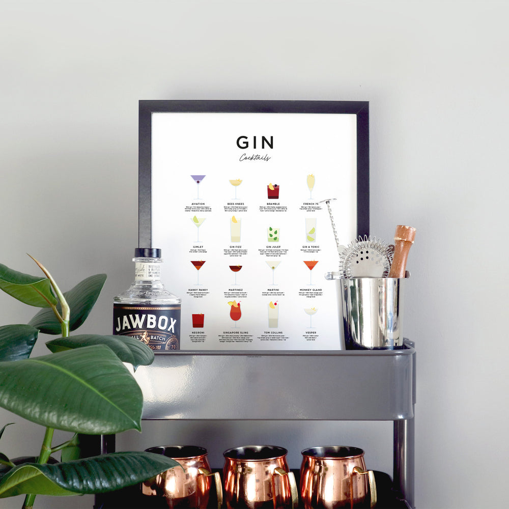 Framed Gin Print from Everlong Print Co. Made in England