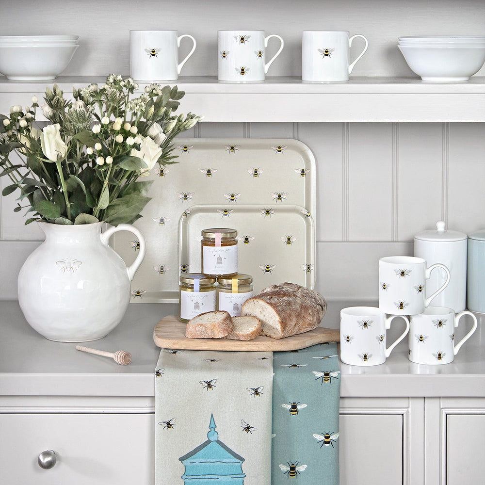 Sophie Allport Bees Teal Tea Towels Set of 2.