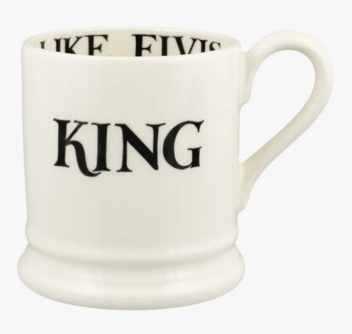 Black Toast King & Queen set of 2 half pint mugs from Emma Bridgewater.