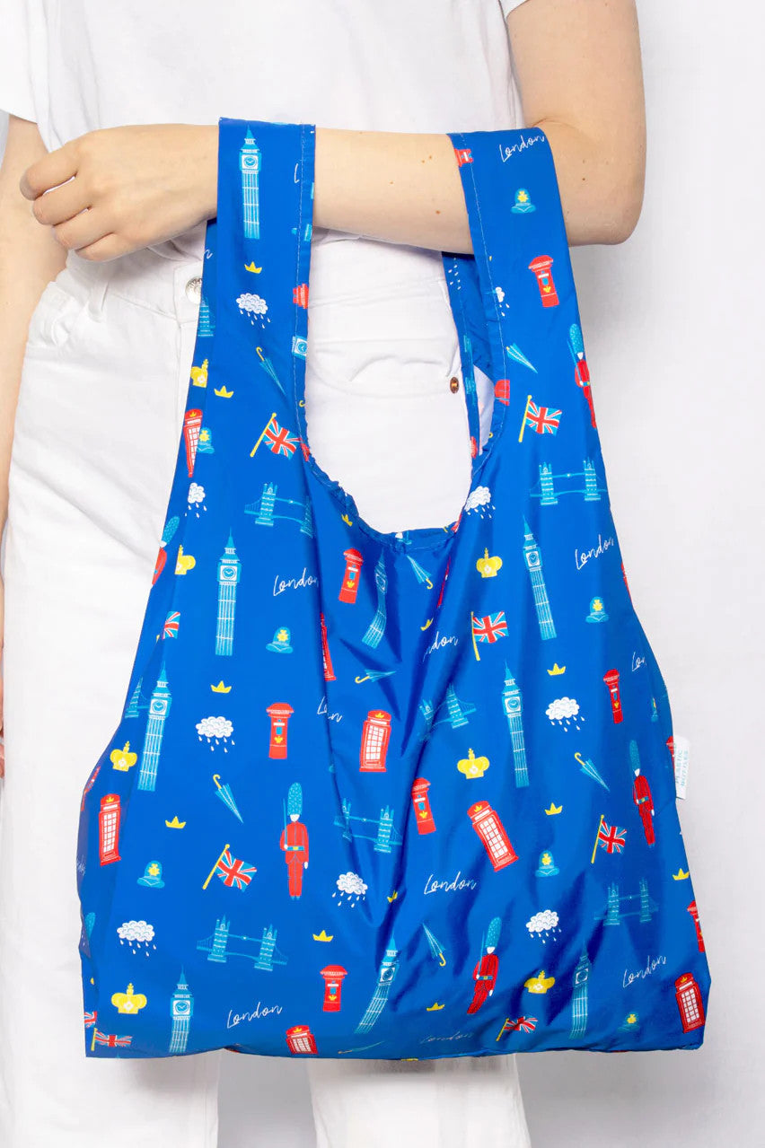 London Medium Reusable Bag made form 100% recycled plastic bottles from Kind Bag London.