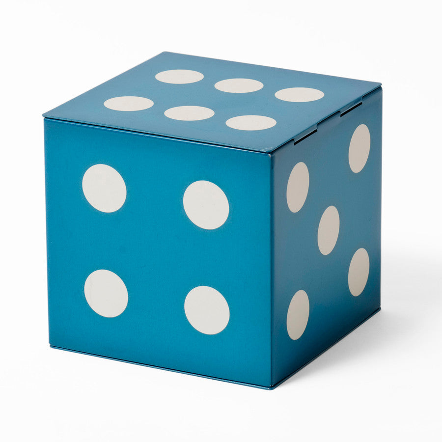 Vintage Tin Dice with hinged lid - Blue
