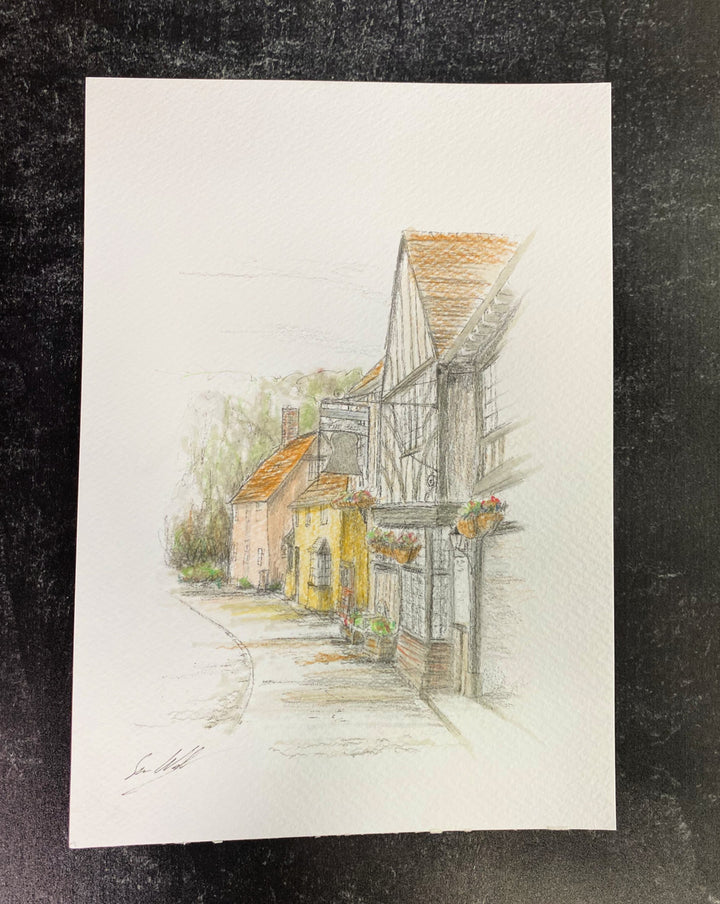 The Bell Inn Print by British Artist Sean Webb - Black & White