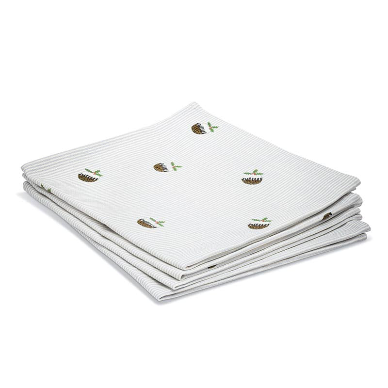 Mosney Mill 100% Cotton Christmas Pudding Napkins Set of 4