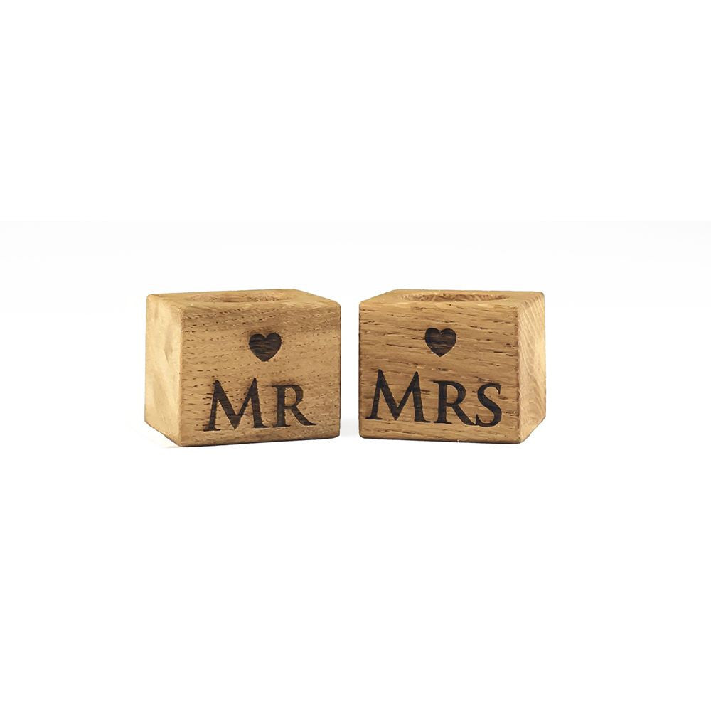 Mr & Mrs Oak Egg Cups - Set 0f 2.