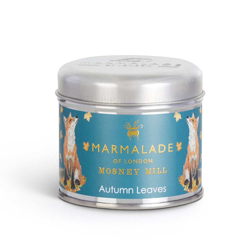 Autumn Leaves Medium Tin Candle From Mosney Mill and Marmalade of London.