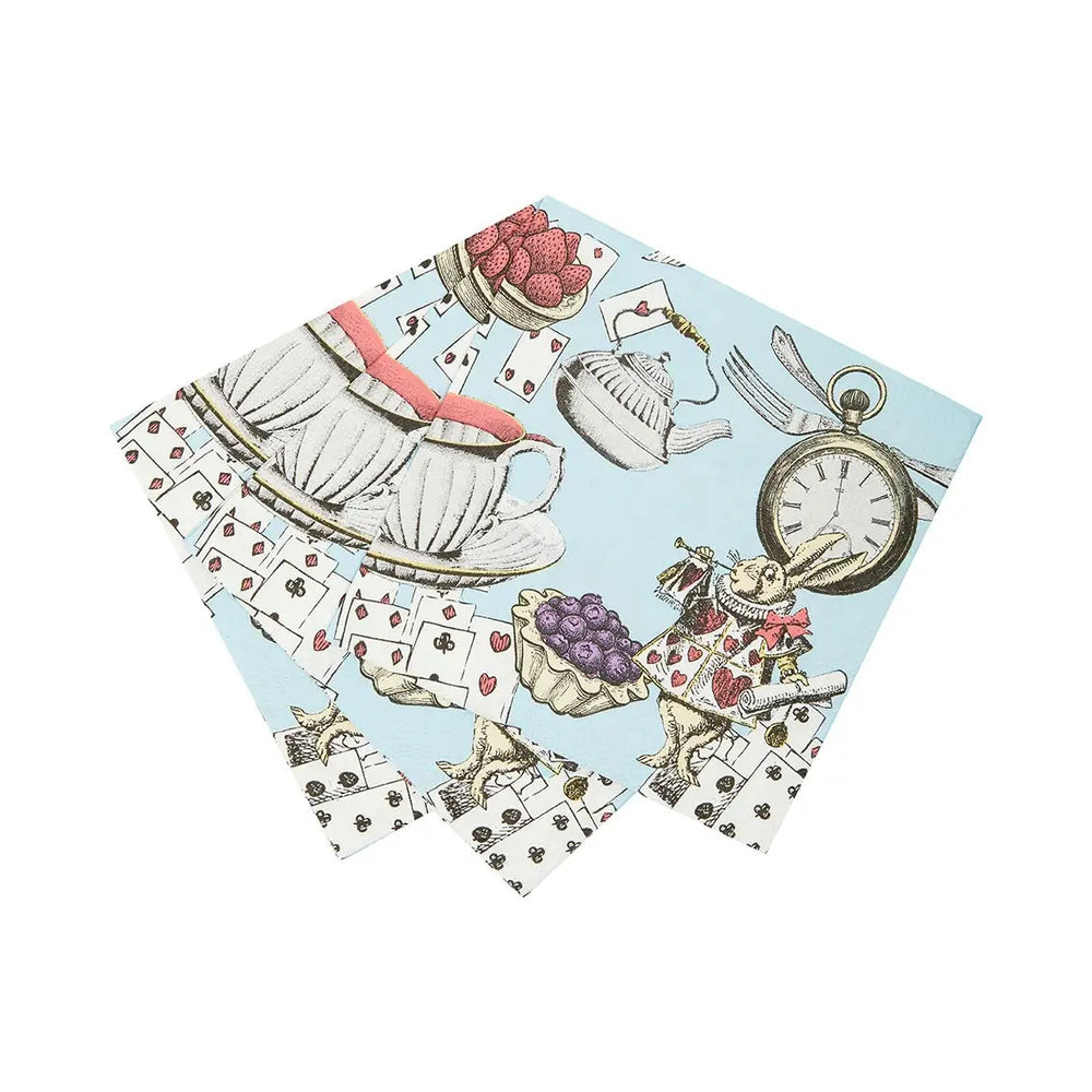 Alice in Wonderland Blue Cocktail Napkins - 20 pack