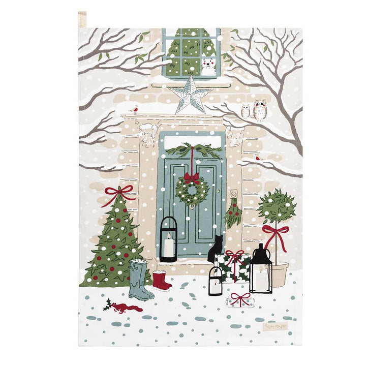 Sophie Allport Home for Christmas Holly & Berry Tea Towel