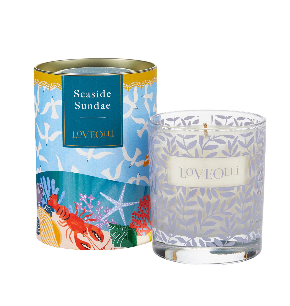 Love Olli Seaside Sundae scented candle in glass. Hand poured in the UK.