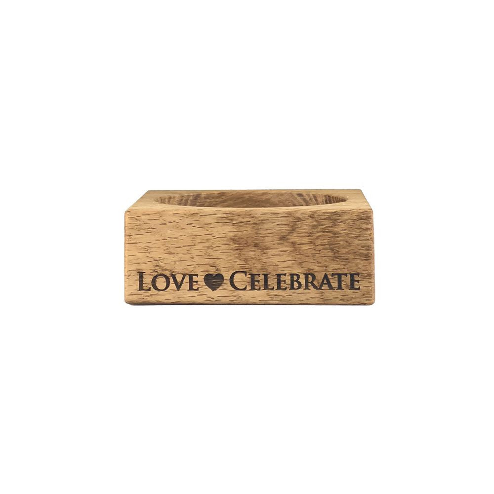 Love & Celebrate Oak Wine Coaster by Scottish Made by Selbrae House