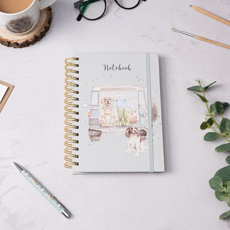 'Paws For A Picnic' Labrador & Spaniel Spiral Bound Notebook by Wrendale Designs.