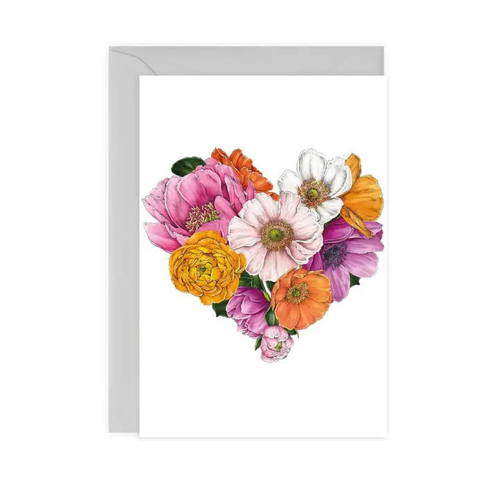 Floral Brights Heart Greeting Card