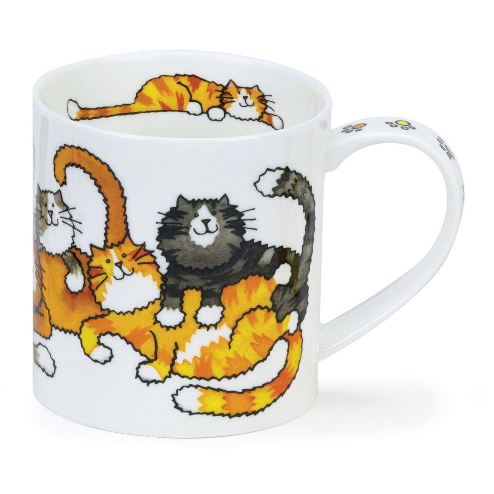 Dunoon Orkney Jumbled Cats bone china mug.