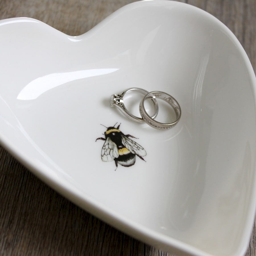 Bee Boxed Bone China Heart Dish by Toasted Crumpet.