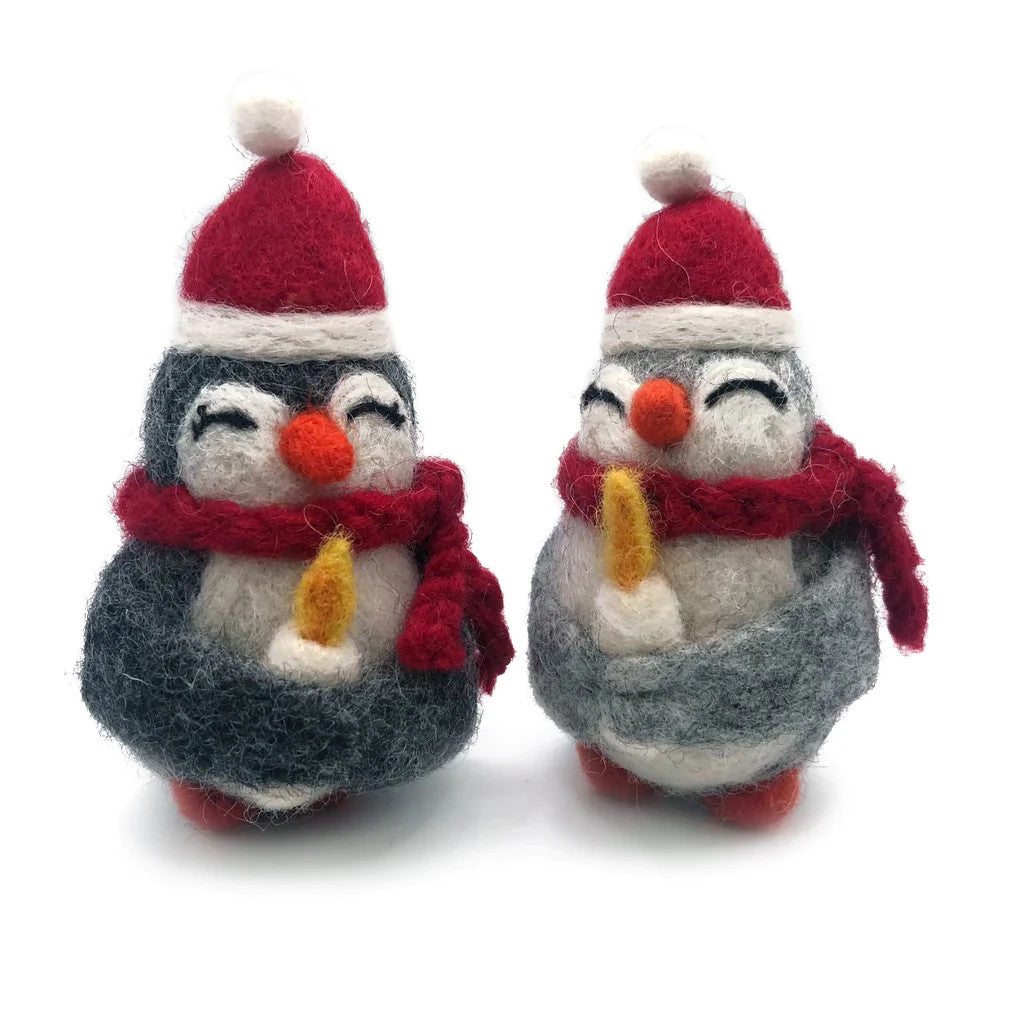 Penguin with Candle Felt Decoration