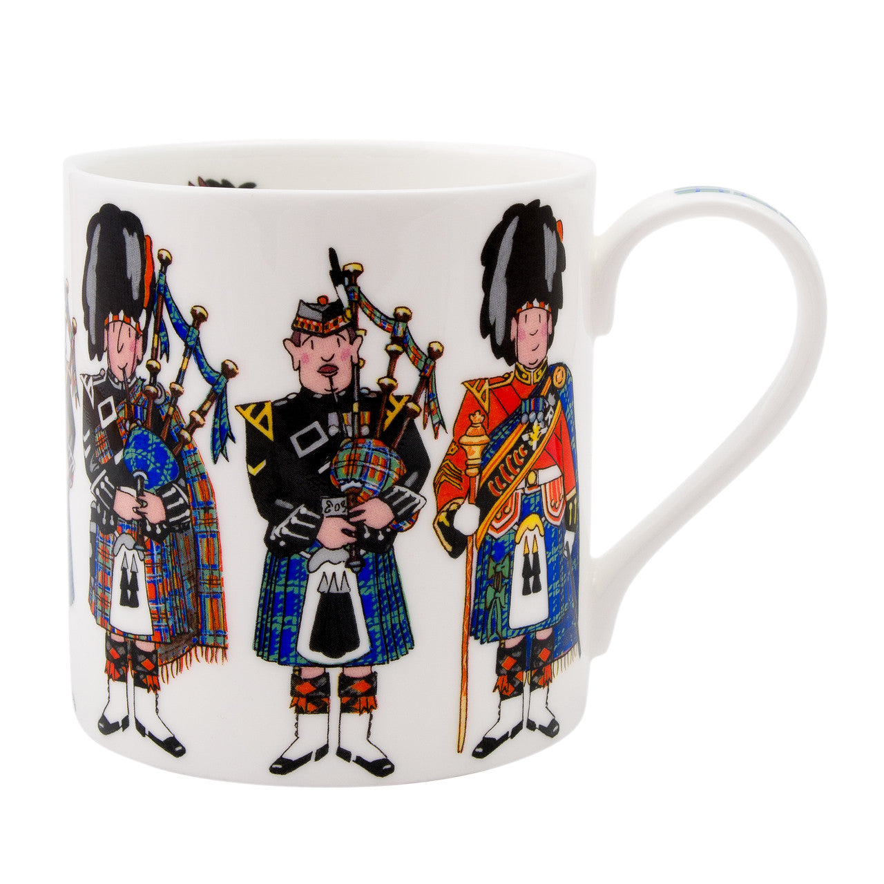 Alison Gardiner Bone China Scottish Pipers mug boxed.