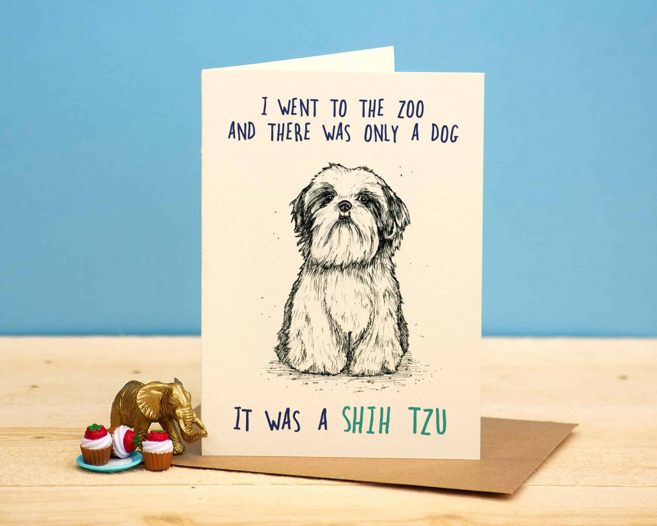 Shih Tzu Greetings Card by Bewilderbeest.