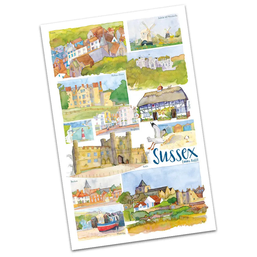 100% Cotton Sussex  Tea Towel by Emma Ball.