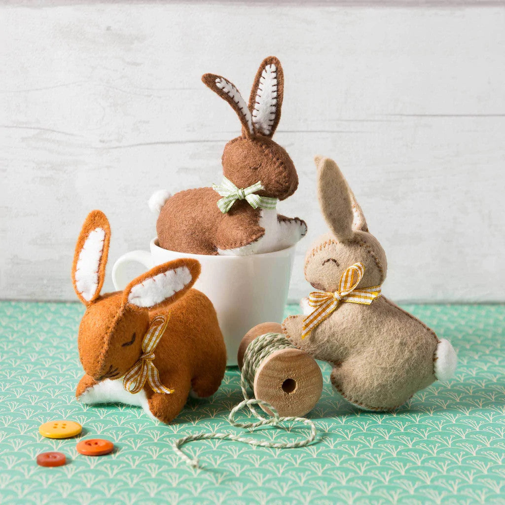 Bunnies Wool Mix Felt Craft Kit by Corinne Lapierre
