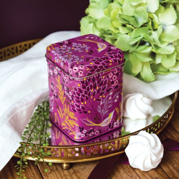  Haveli Garden Plum Songbird Mini Tea Tin from British Lifestyle Brand Sara Miller.