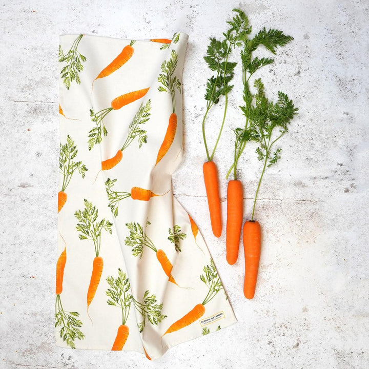 Carrot Tea Towel by Corinne Alexander.