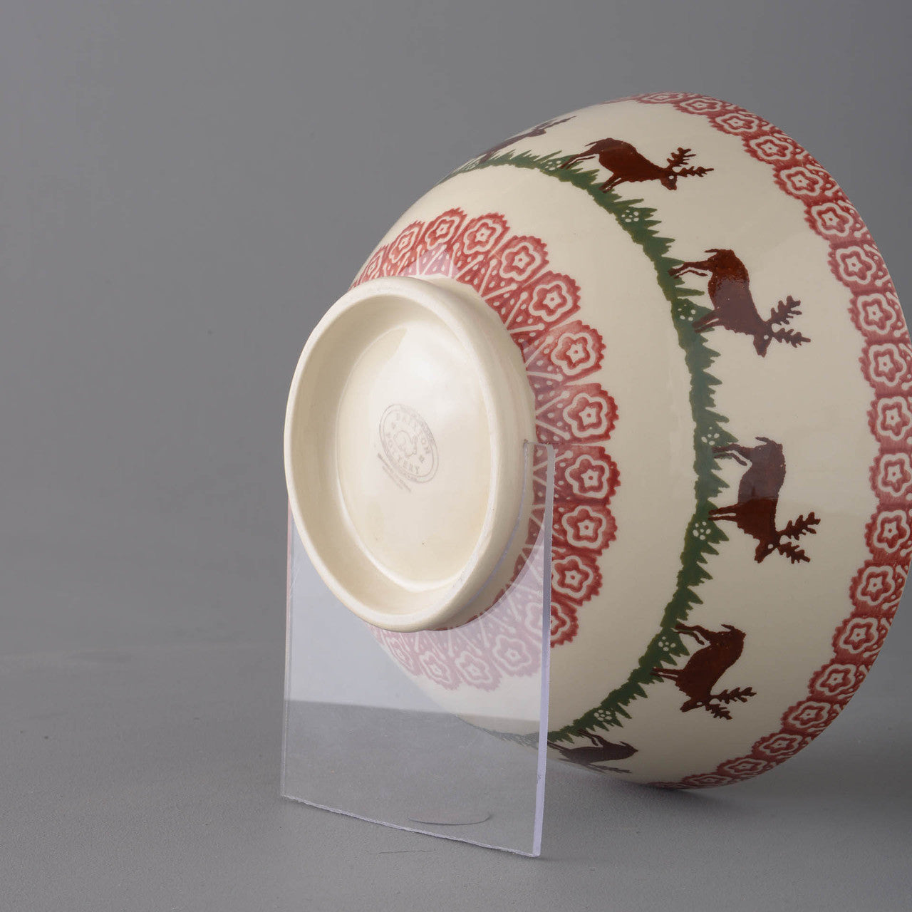 Brixton Pottery Reindeer handmade Deep Serving Bowl.