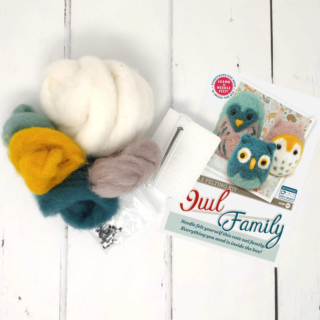 Owl Family Needle Felting Kit from The Crafty Kit Co. Made in Scotland
