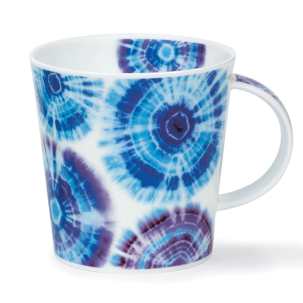 Bone China Dunoon Cairngorm Tie-Dye Mug - Blue. Handmade in England