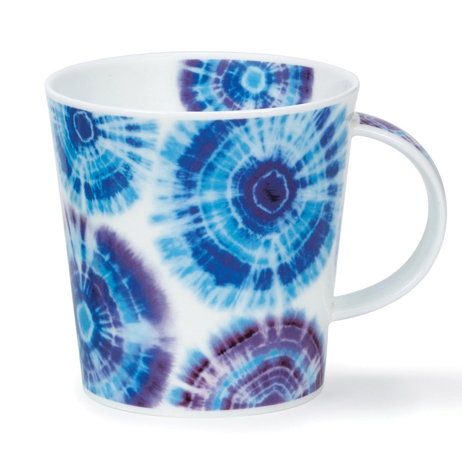 Bone China Dunoon Cairngorm Tie-Dye Mug - Blue. Handmade in England