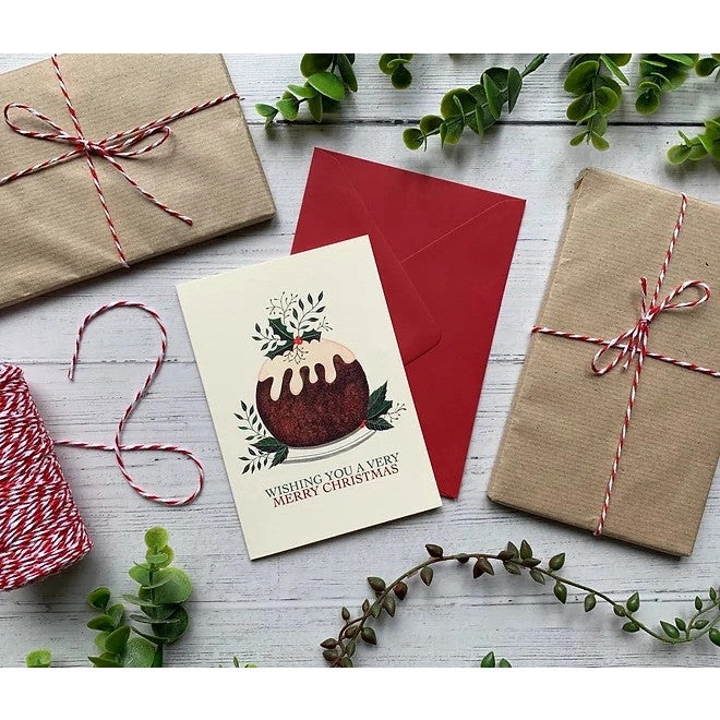 Christmas Pudding Christmas card by Becky Amelia.