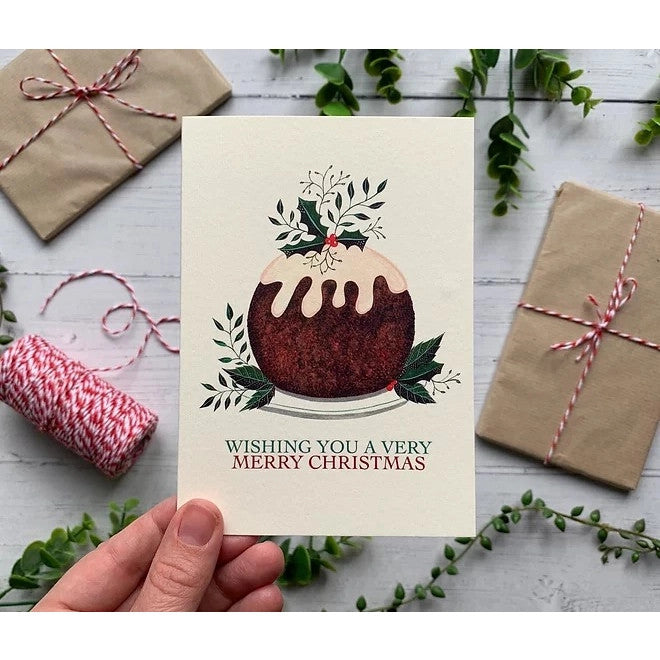Christmas Pudding Christmas card by Becky Amelia.