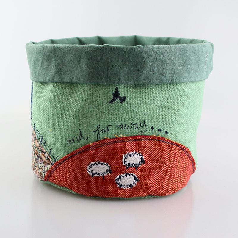 Country Life Embroidered Small Storage Art Pot by Poppy Treffry
