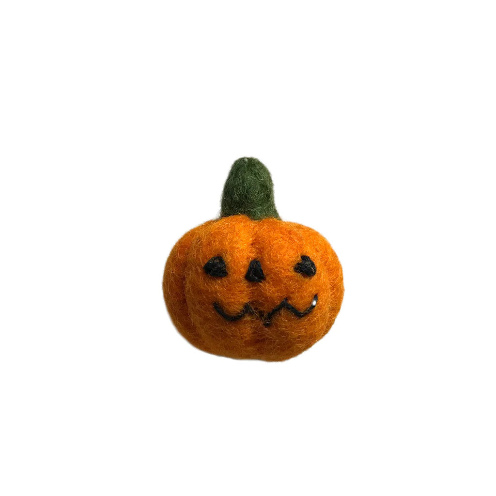 Mini Halloween Pumpkin with Face Felt Decoration