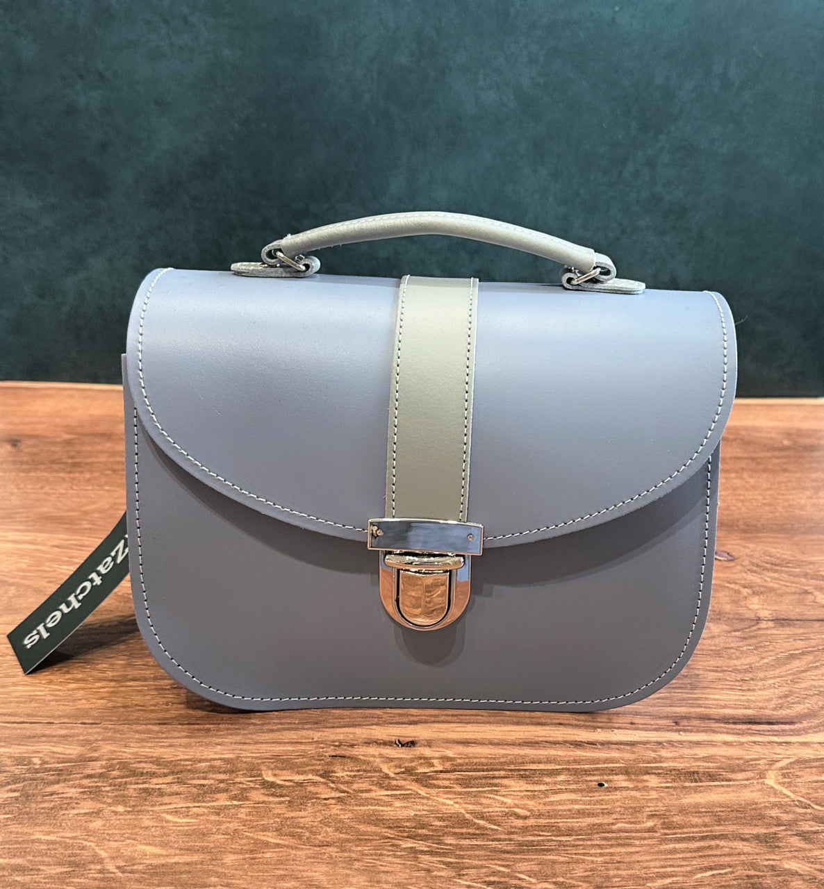 Zatchels Handmade Leather Olympia Bag - Lilac & Grey